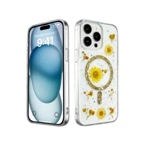 Futrola Luxury Flowers za iPhone 16 Pro (6.3) zlatna