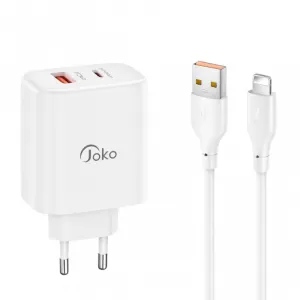 Kucni punjac KONFULON JOKO JK87 + DC64 FAST CHARGE USB na Lightning beli