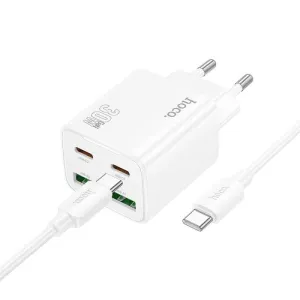 HOCO punjac 2 x Type C + 2 x USB A + kabl Type C na Type C PD QC3.0 3A 30W N56 beli