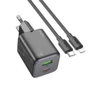 HOCO punjac USB A + Type C + kabl Type C na Lightning PD QC 3A 20W N41 crni