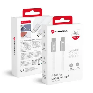 USB kabl (kabal) Forcell F-Energy QC4.0 PD 5A 240W USB C (Type C) na USB C (Type C) Cafule Color 2 m beli