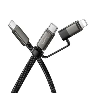 Ravni kabl USB-C (Type C) na USB-C (Type C) / Lightning 2u1 Hoco 3A 60W 1 m X125 crni